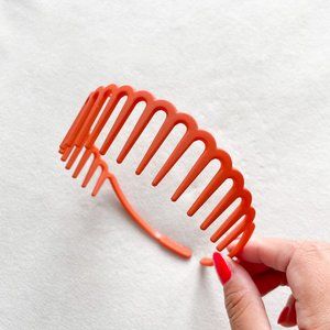 Matte Red/Orange Colored Wavy Combed Headband